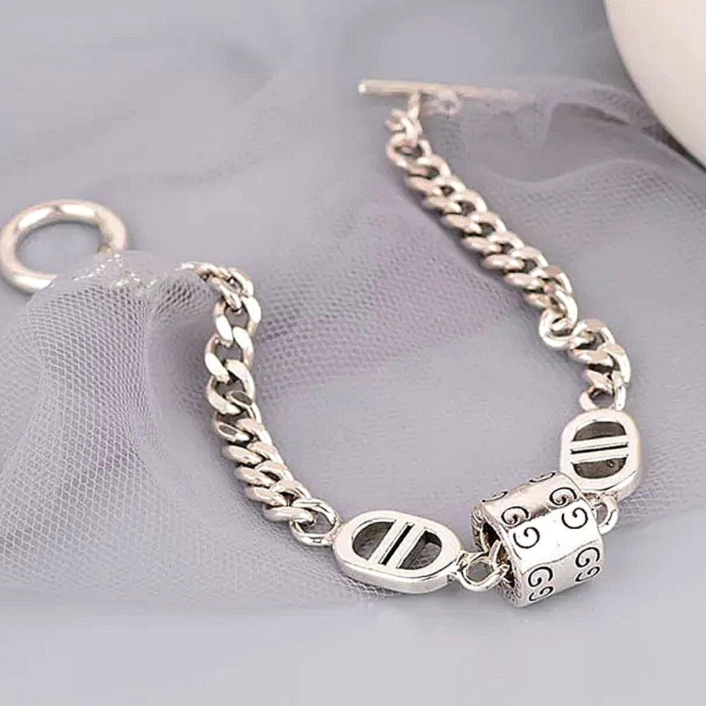 Double D Sterling Silver Chain Link Bracelet - Picture 3 of 6